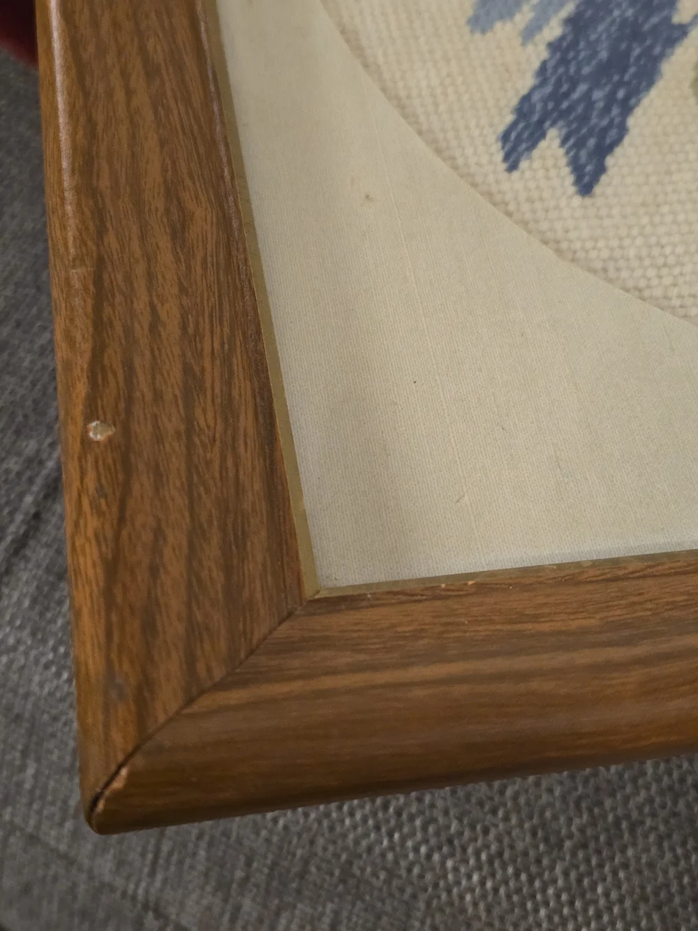 Vintage Framed Bluebird Cross Stitch Needlepoint Wall Art 13.5x16.5 Cottagecore